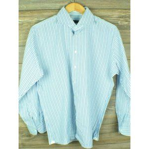 Phineas Cole White & Blue Striped Dress Shirt 16